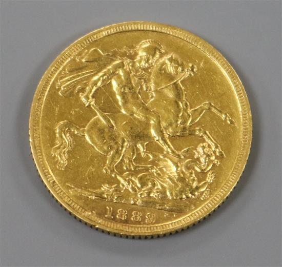 A Victorian gold sovereign 1889M, VF